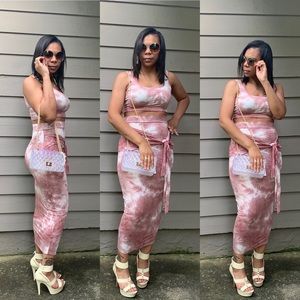 Two Piece Tye Dye Skirt Set